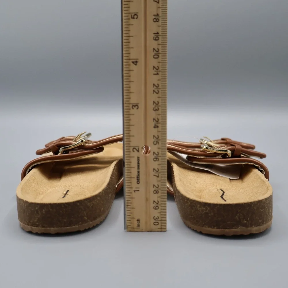 Crewcuts‎ Sandals Girls K13 Tan Beige Colbie Wide Strap Slides Buckle Detail NWT